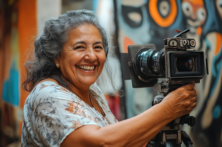 Elderly woman smiling while capturin, a Photo by Iftikhar Alam
