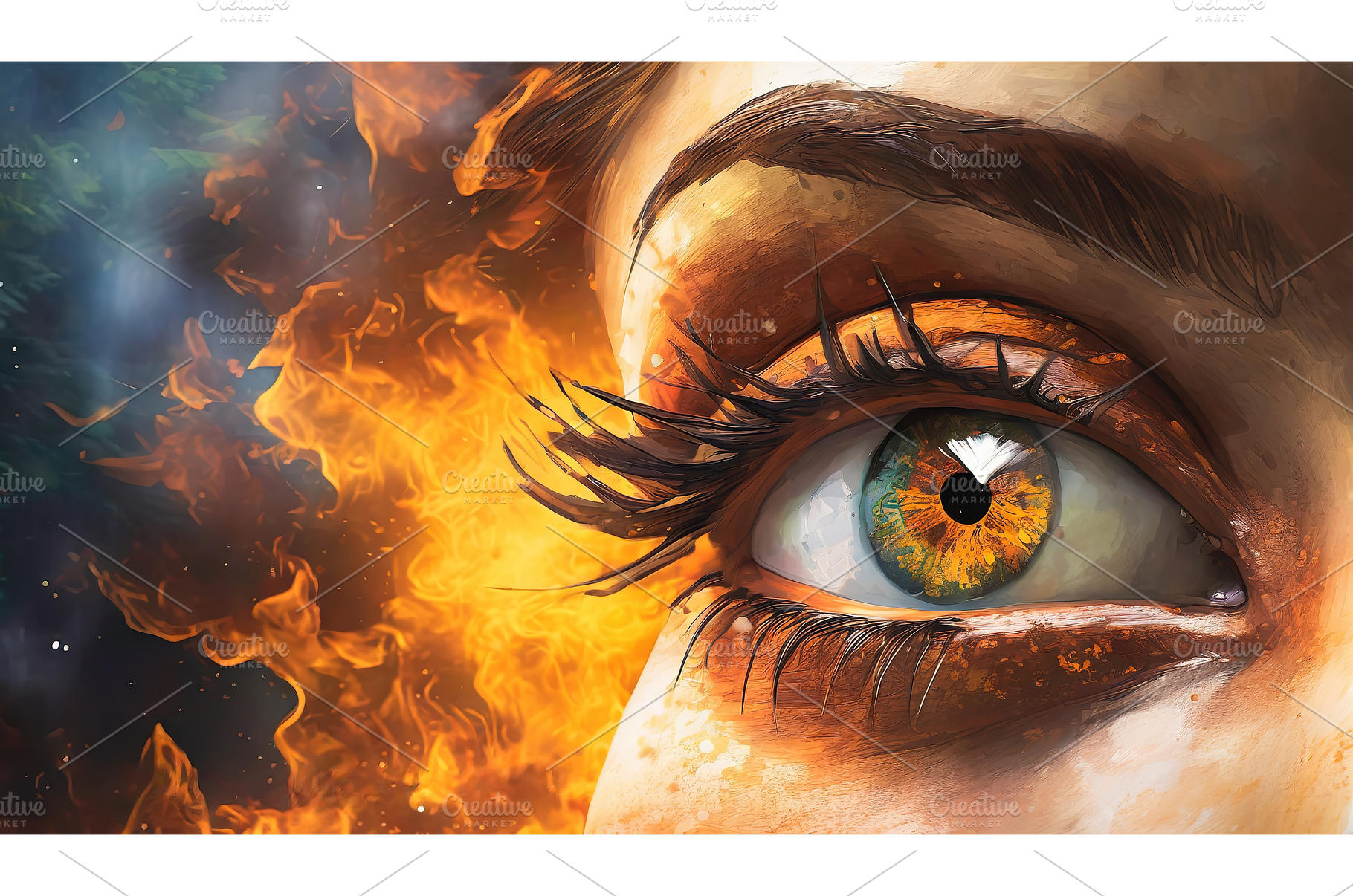 A fiery eye with intense orange and, an Abstract Photo by Igor Tichonow
