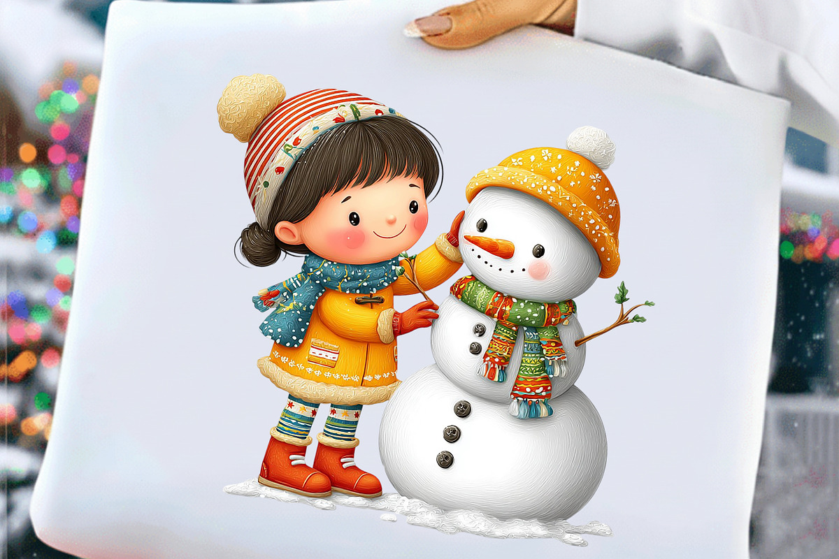 Christmas Girl with Snowman PNG, an Illustration by Craft Nest (Photo 3 of 11)
