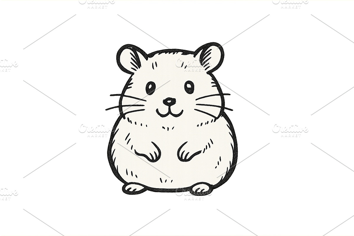 Cute cartoon hamster sitting on a, an Animal Illustration by ZinetroN