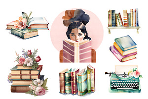 Books Clipart, Booklover PNG