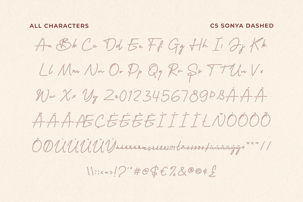 CS Sonya Dashed, a Script Font by Craft Supply Co. (Photo 8 of 8)