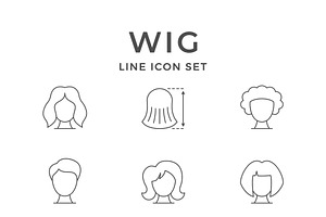 Set line icons of wig, an Outline Icon by motorama