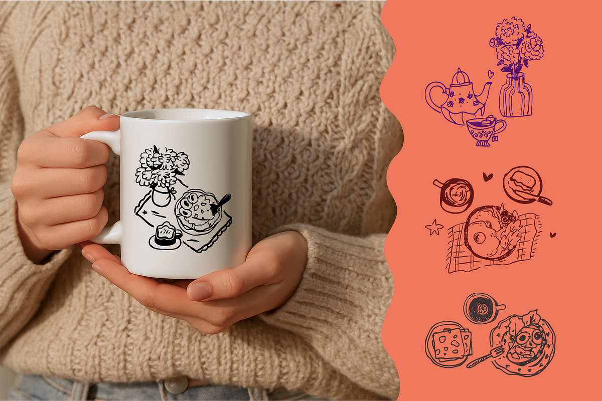 Hand Drawn Breakfast & Tea Clipart, a Decorative Illustration by Heartwarming Art (Photo 8 of 10)