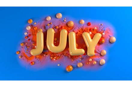 Soft orange plump word JULY