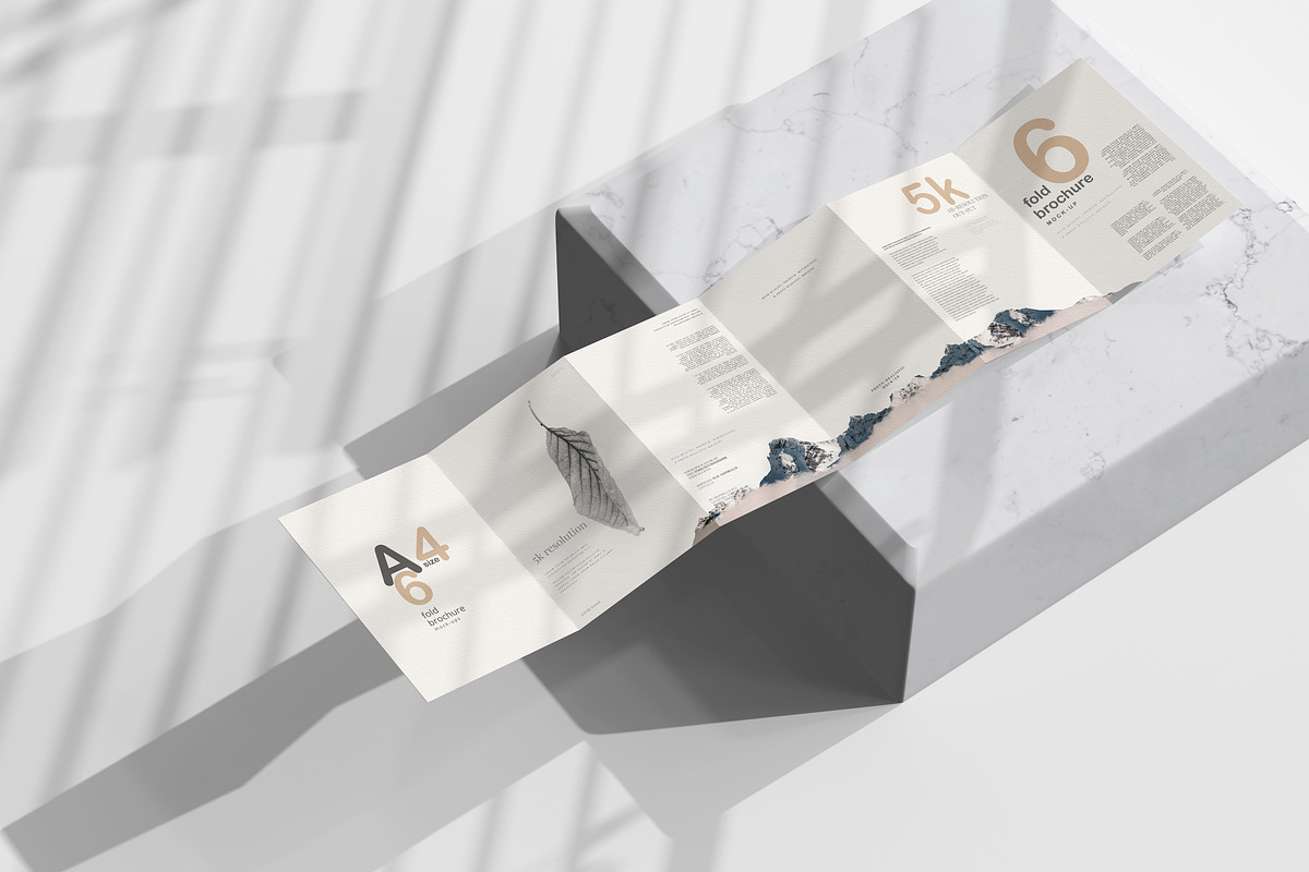 A4 Size Six Fold Brochure Mockup, a Print Template by pmvch (Photo 9 of 20)