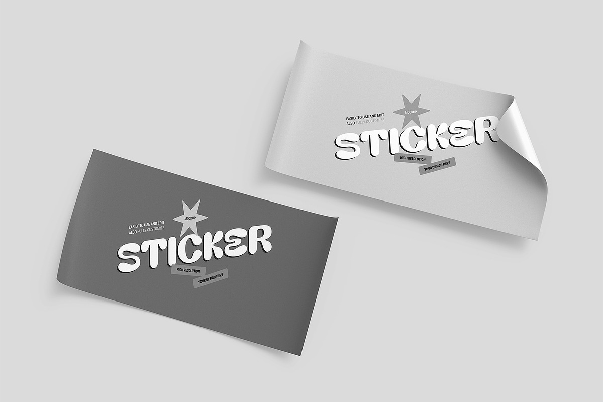 Curved Adhesive Sticker Mockup