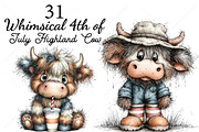Whimsical 4th of July Highland Cow, a Seasonal Illustration by Canvas Craft (Thumbnail 1 of 10)
