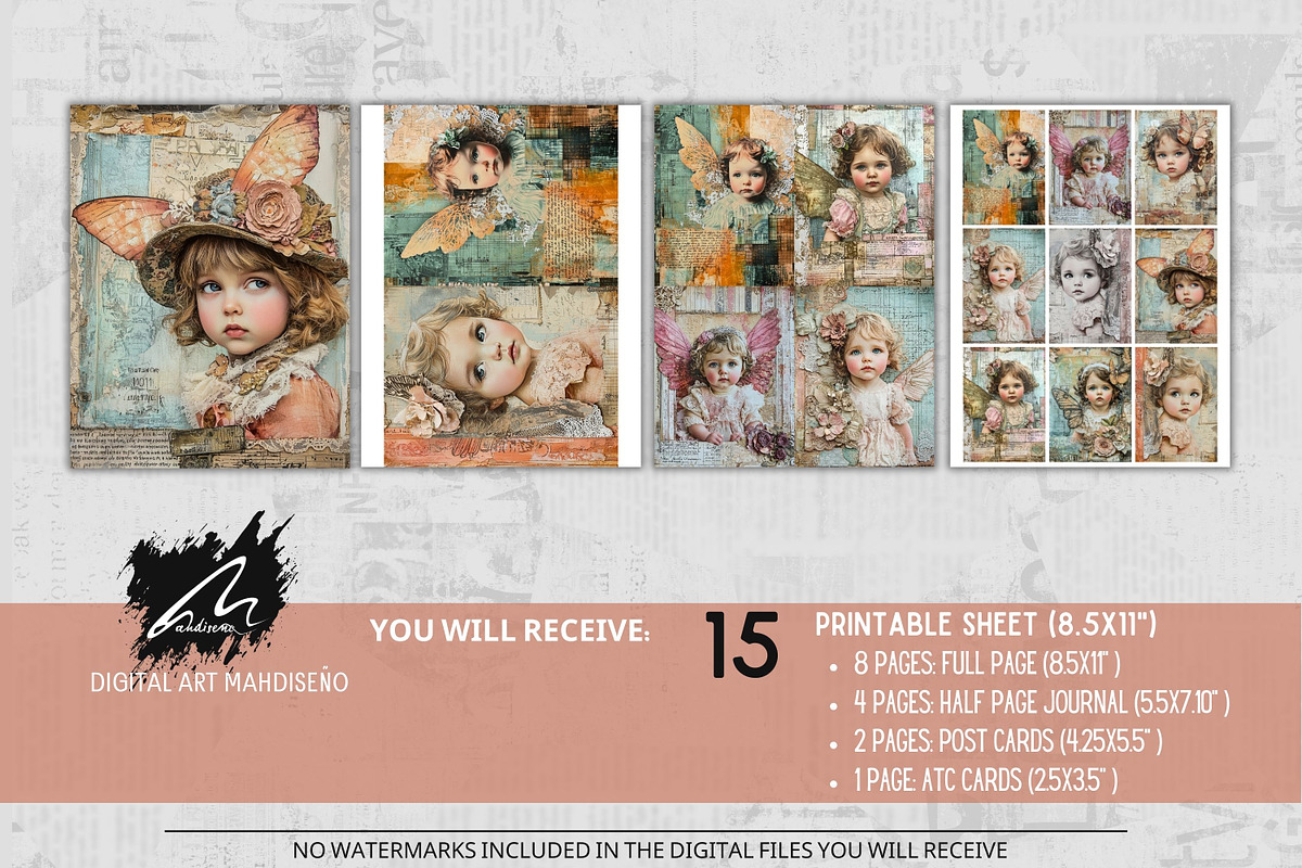 Cute Angel Lace Pages, Mixed Media, a Person Illustration by Digital Art Mahdiseño (Photo 2 of 10)
