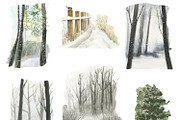 Snow watercolor forest, an Illustration by Love Watercolor Store (Thumbnail 4 of 8)