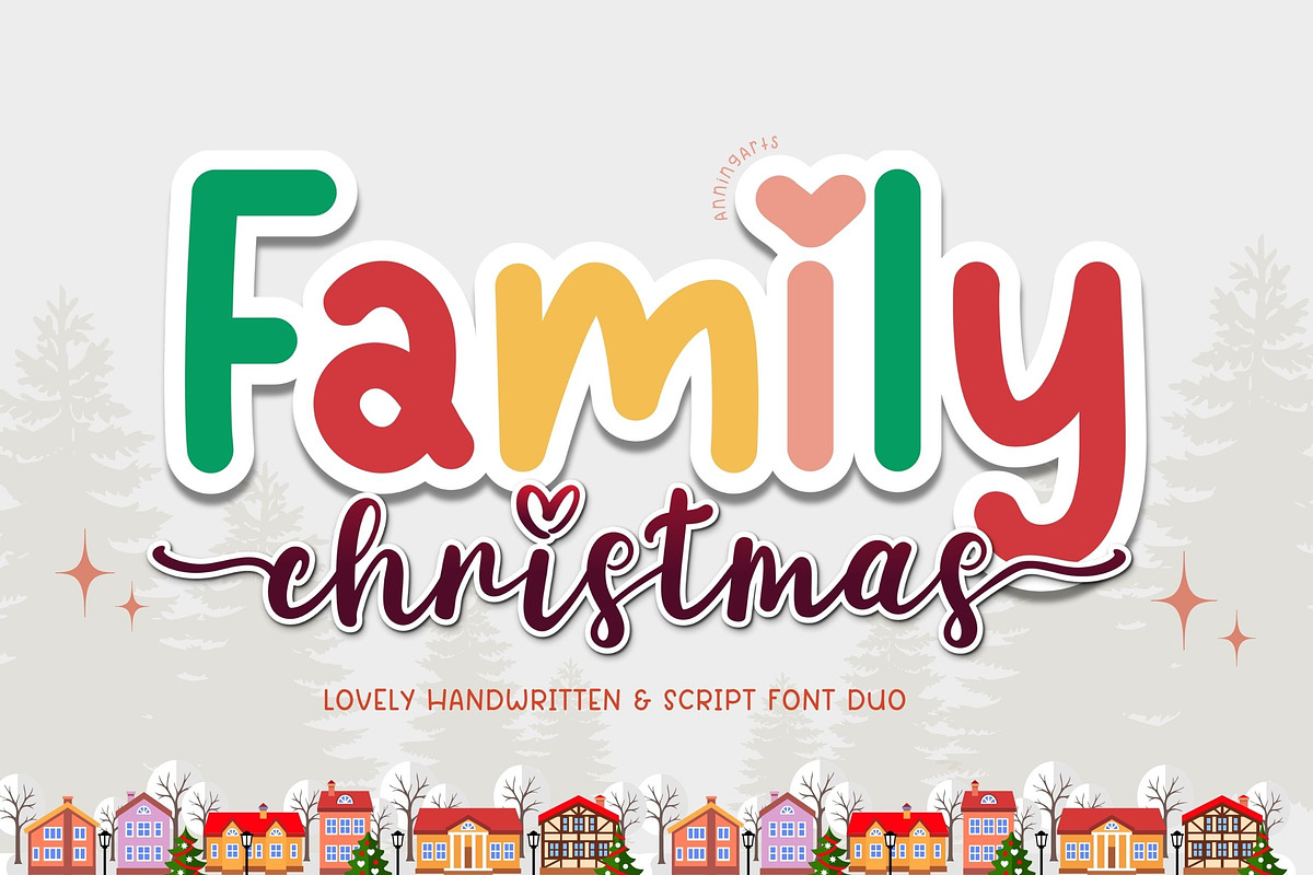 Family Christmas Font Duo, a Script Font by AnningArts (Photo 1 of 11)