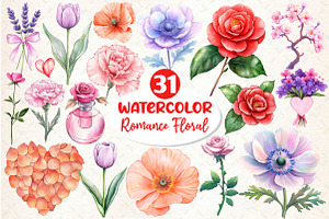 Romance Floral Clipart, an Illustration by Dream Creation