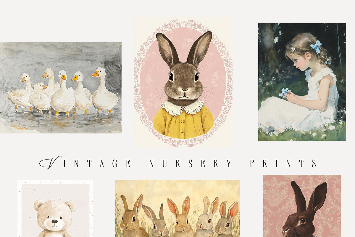 VINTAGE NURSERY PRINTS, a Background Graphic by Lana Elanor (Photo 6 of 9)