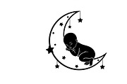 Adorable sleeping moon baby decor, an Illustration by Amazin_art (Thumbnail 12 of 25)