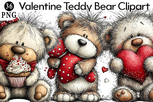 Valentine Teddy Bear Clipart, an Illustration by Daily.Designs