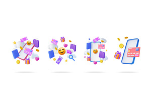 Four 3d vector illustrations of, a Technology Illustration by Abscent