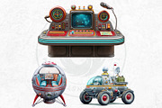 Retro Space Adventure PNG cliparts, a Decorative Illustration by ThatsDesignArt (Thumbnail 9 of 10)