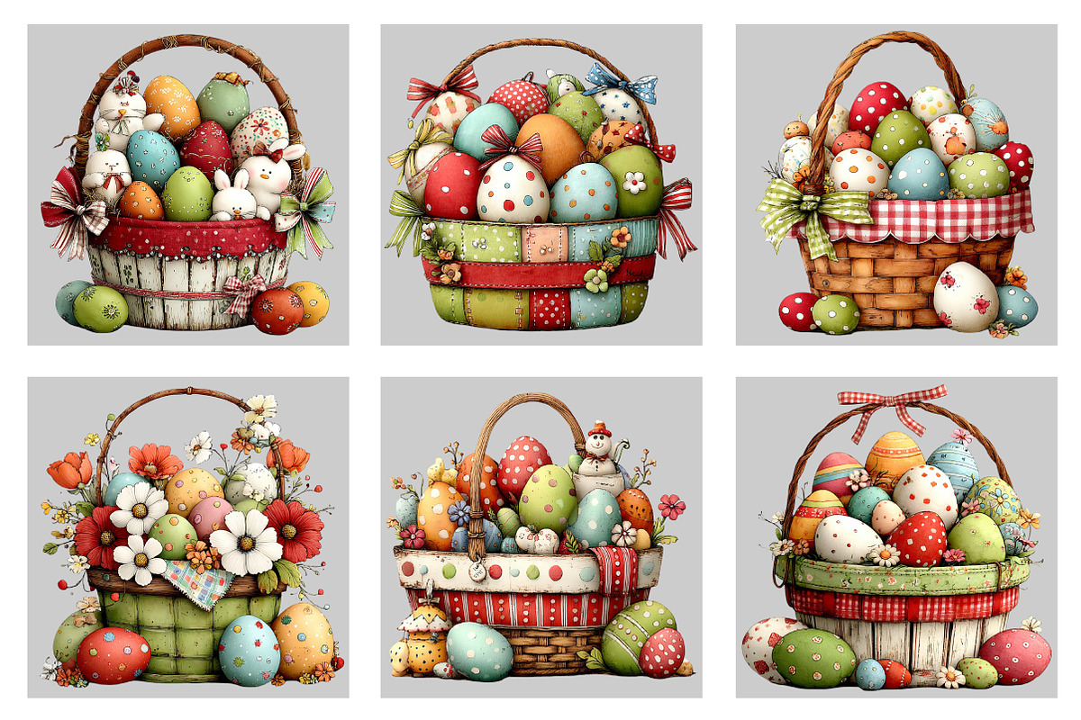 Whimsical Eggs Basket Clipart, an Illustration by Black Bird Studio (Photo 5 of 5)