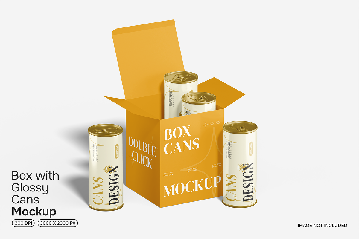 Box with Cans Mockup, a Packaging Mockup by Permadi Creative