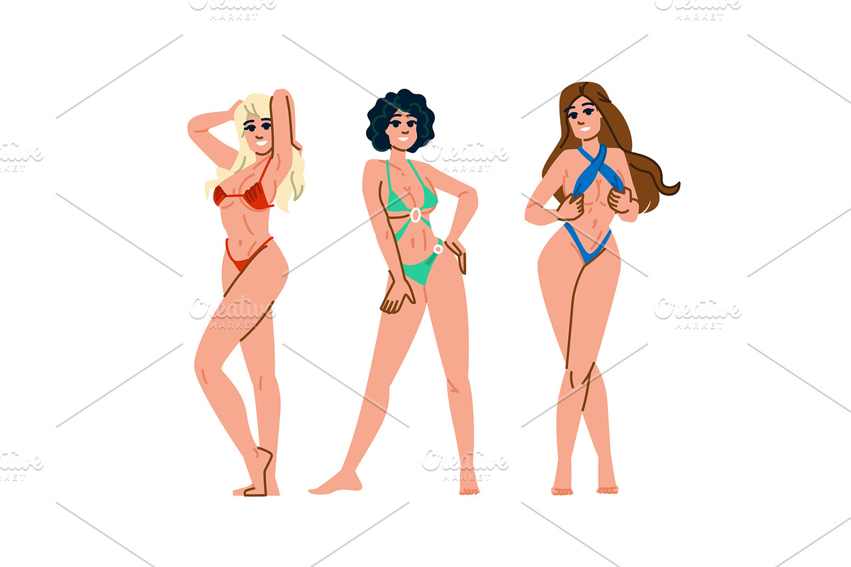 swimwear bikini girl beach vector, a Person Illustration by pikepicture