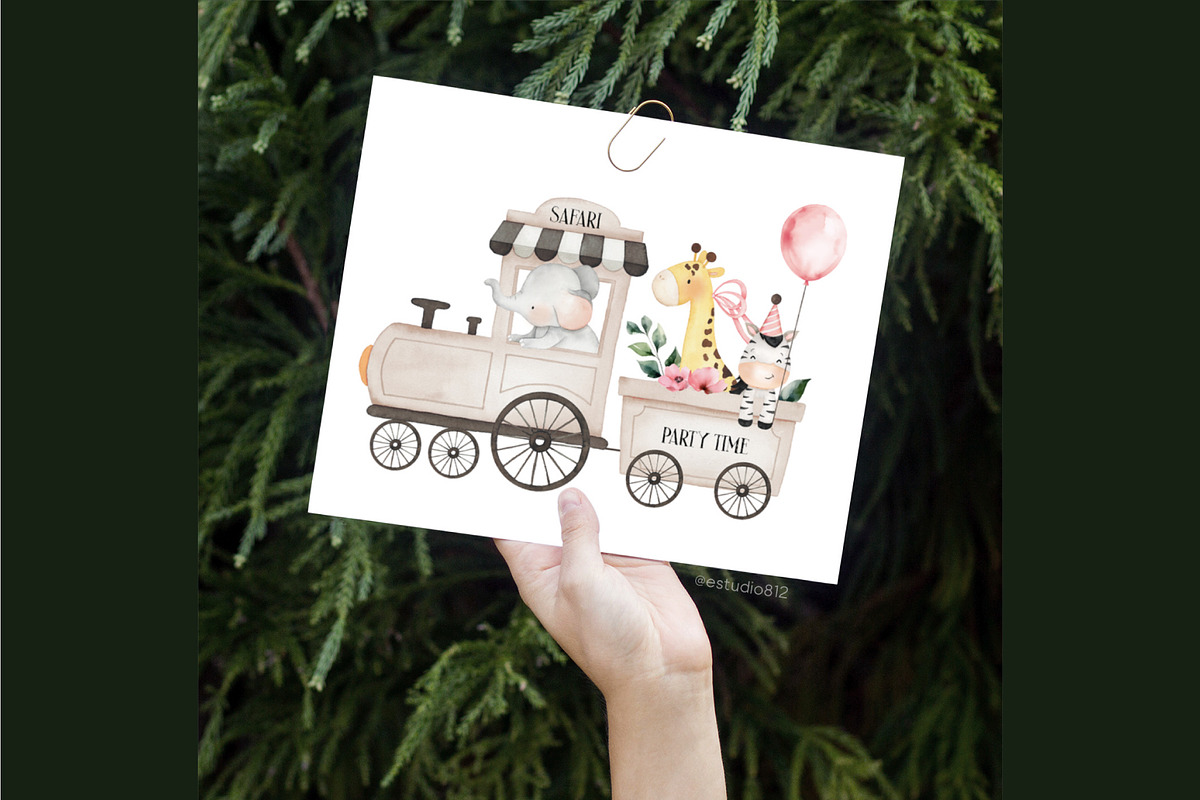 Safari pink train, an Animal Illustration by Estudio 812 (Photo 4 of 9)