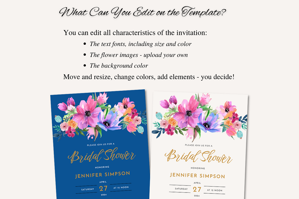 Bridal shower invitation template, an Invitation Template by ZobaDepot (Photo 3 of 6)