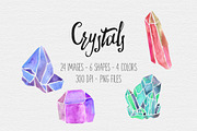 Watercolor Crystal Clipart, an Illustration by TigerlilyDesignCo (Thumbnail 1 of 5)