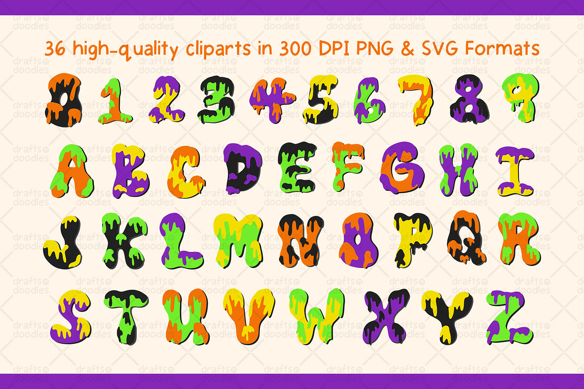 Retro Slime Letters and Numbers, an Object Graphic by Drafts n Doodles (Photo 2 of 3)