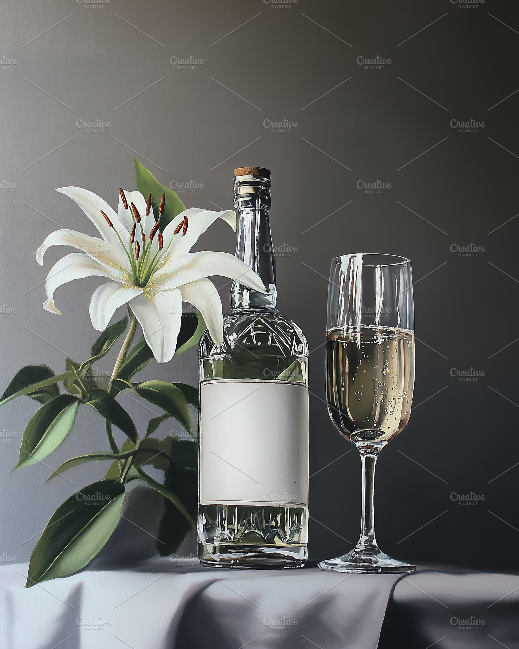 Gin bottle with an editable label,, a Food & Drink Photo by Imaginarium