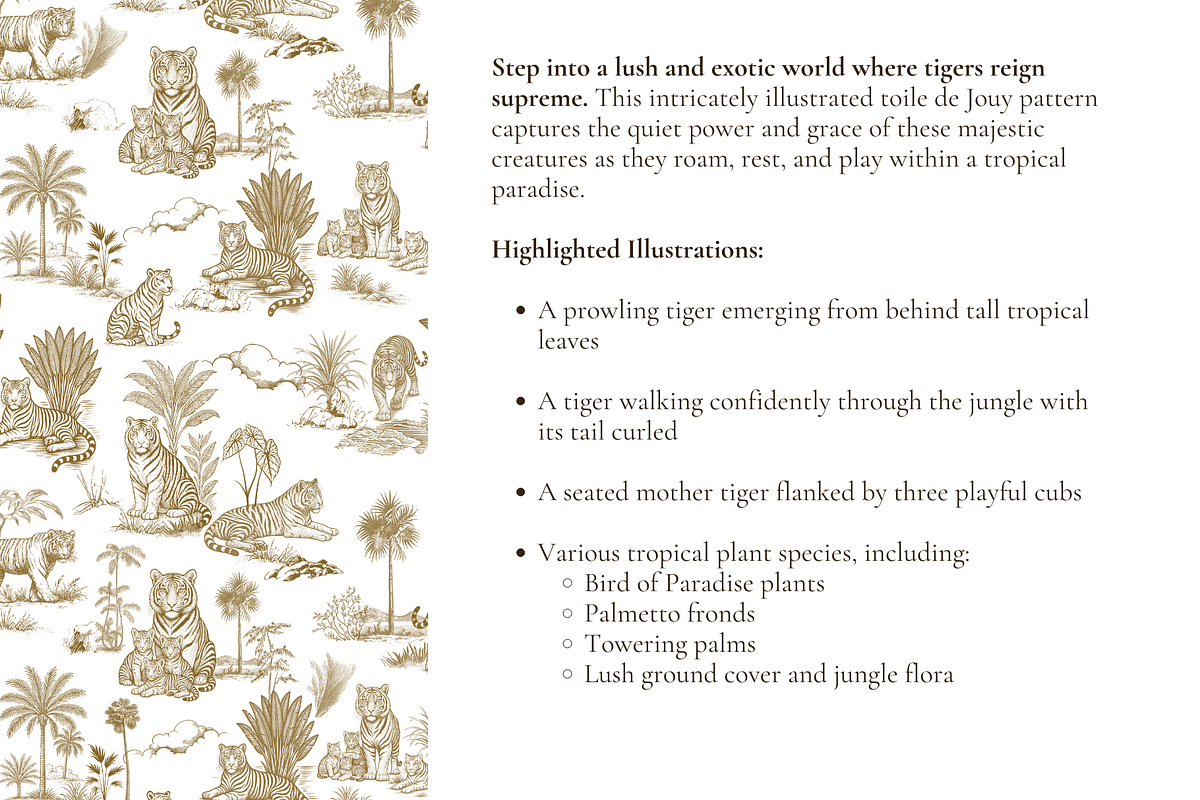 Tiger Toile de Jouy Seamless Pattern, a Pattern Graphic by Hughes Studio (Photo 4 of 8)