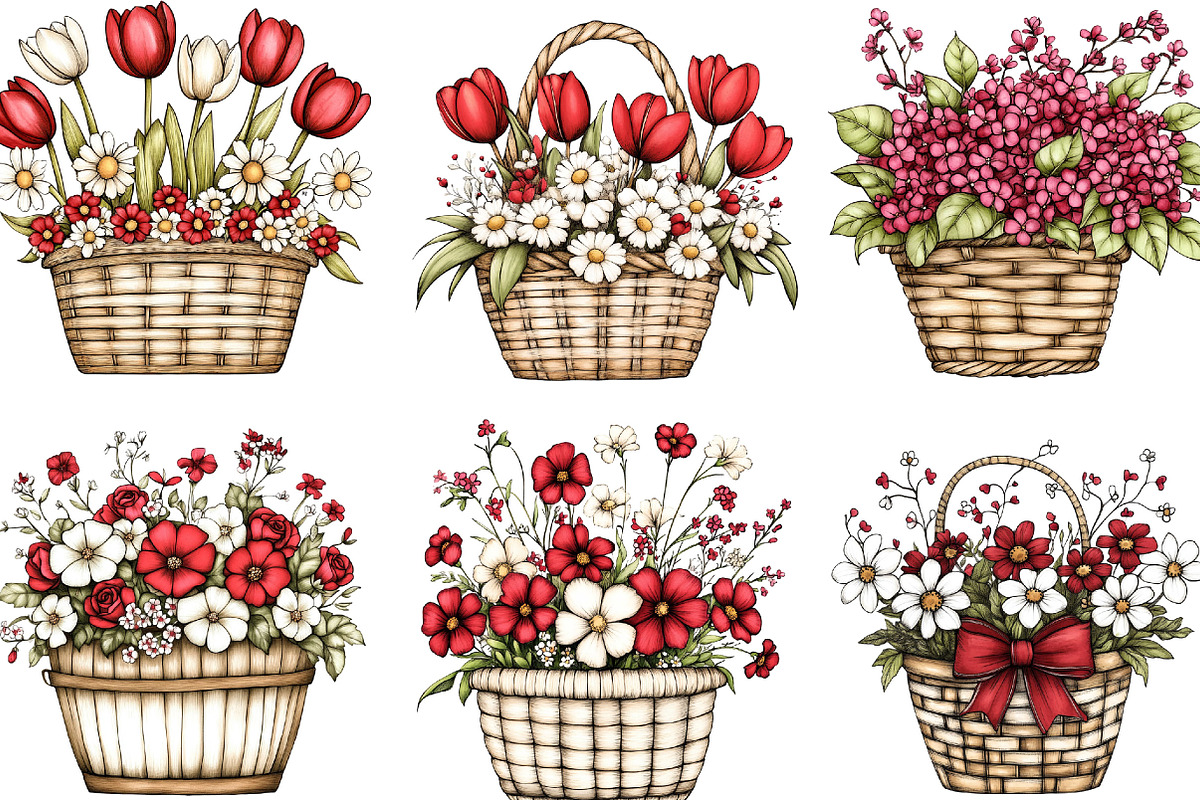 Whimsical Spring Flower Basket, an Illustration by Designking (Photo 5 of 5)