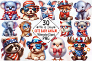 4th of July Cute Baby Animal Clipart, a Seasonal Illustration by RobertsArt (Thumbnail 1 of 7)