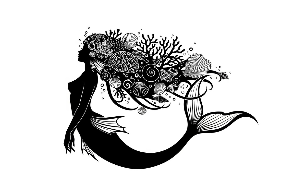Fantasy Flowing Hair Mermaid Bundle, an Illustration by jahid234 (Photo 7 of 31)