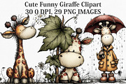 Cute Funny Giraffe Clipart, an Illustration by Canvas Craft (Thumbnail 1 of 7)