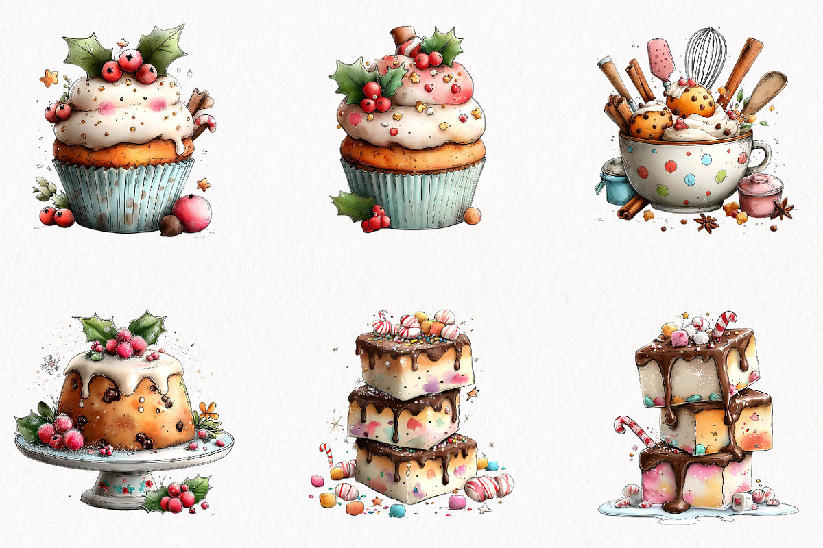 Christmas Baking Clipart Bundle, a Seasonal Illustration by fashionaddict (Photo 3 of 7)