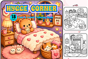 Hygge Corner Cute & Comfy Coloring, an Animal Illustration by Design Zone (Thumbnail 1 of 4)