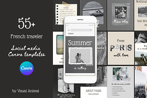 French traveler Canva templates