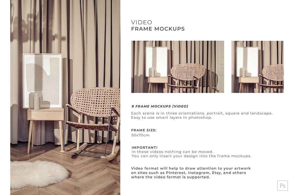 Video&Photo Frame mockups. Interior, a Print Template by Una Matison (Photo 22 of 22)