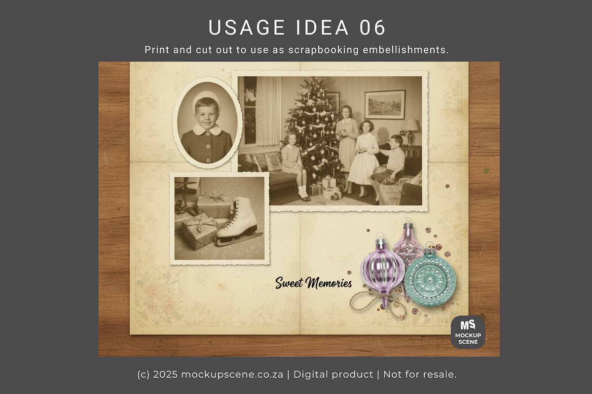 Vintage Christmas Ornaments Objects, an Object Graphic by Mockup Scene (Photo 10 of 12)
