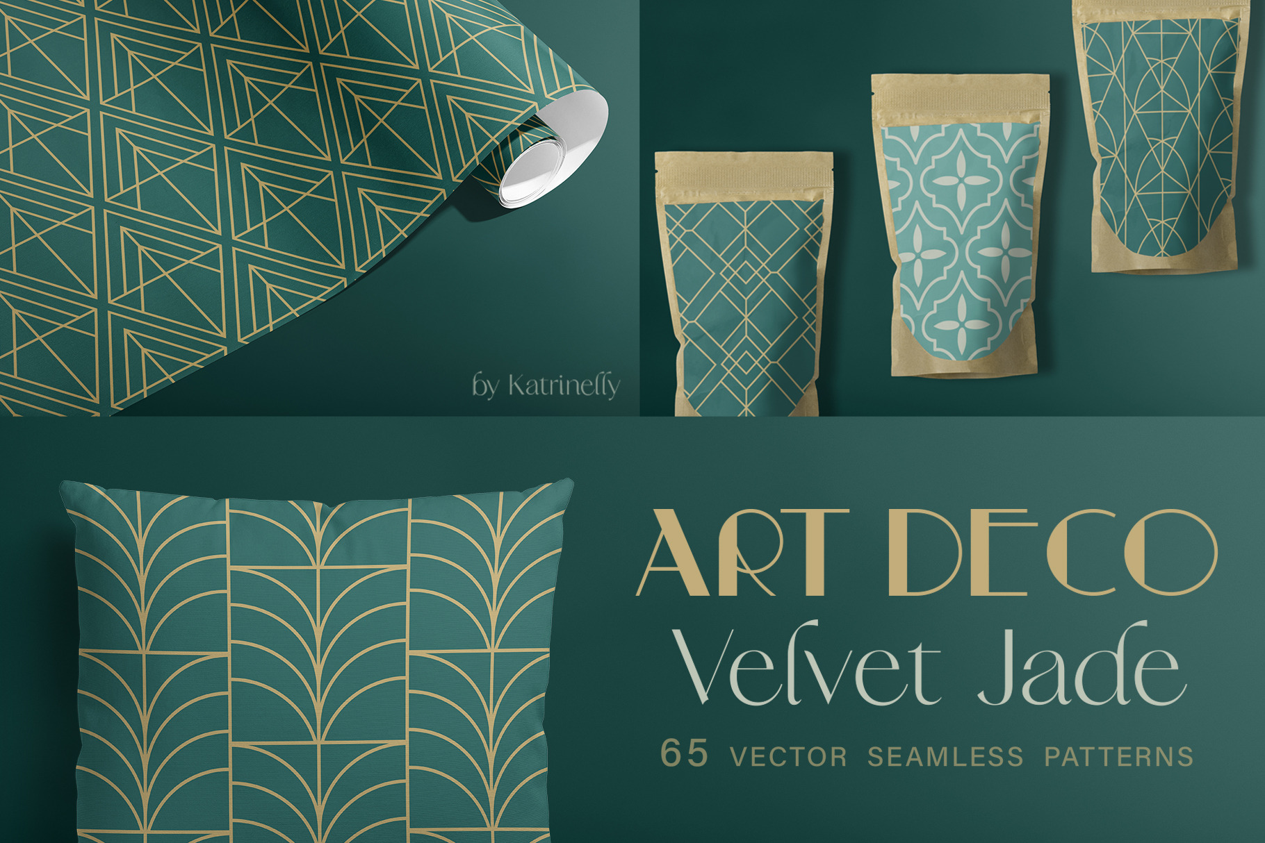 65 Art Deco Geometry Vector Patterns, a Pattern Graphic by Katrinelly