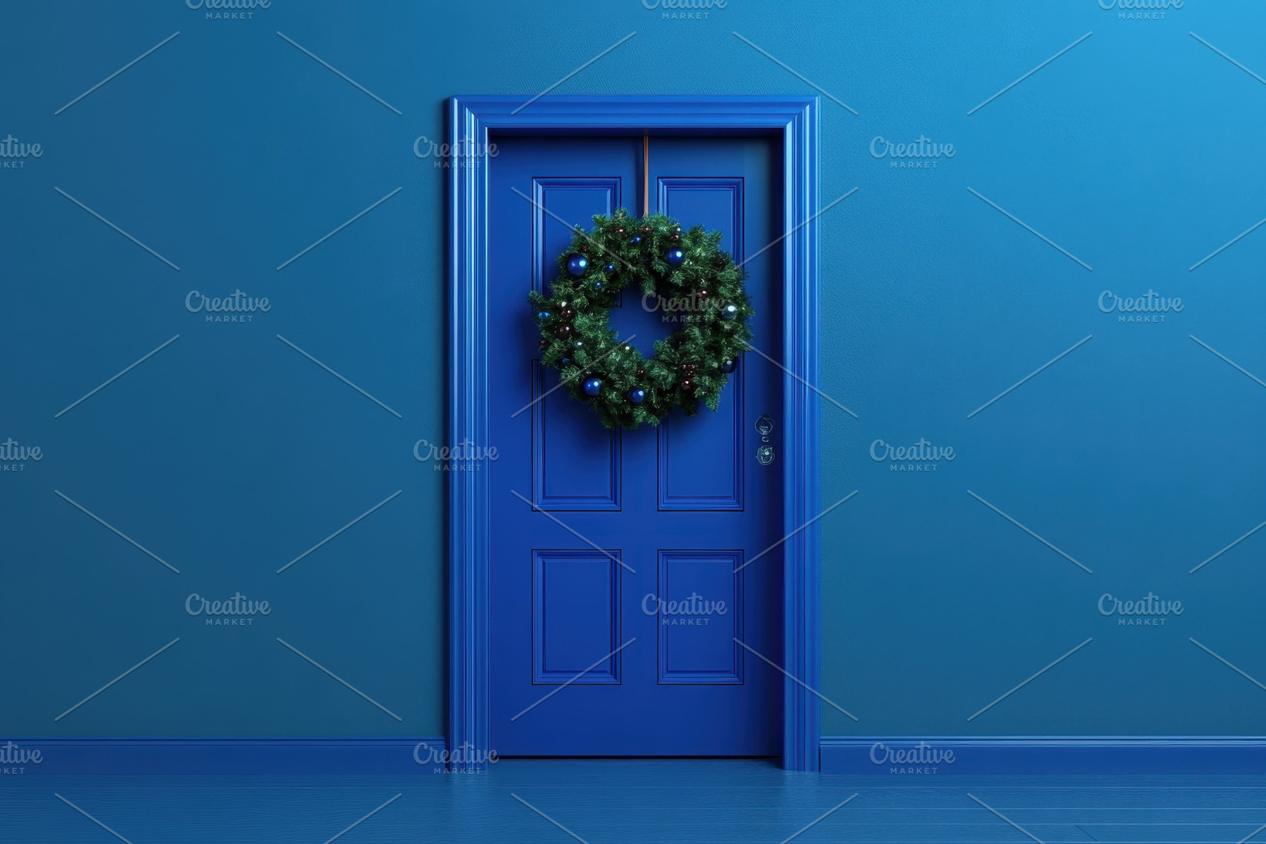 Dark blue door Christmas animation, a Photo by Pavel_design