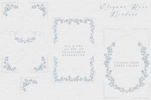 Elegant Rose Borders, a Decorative Illustration by AW Studios