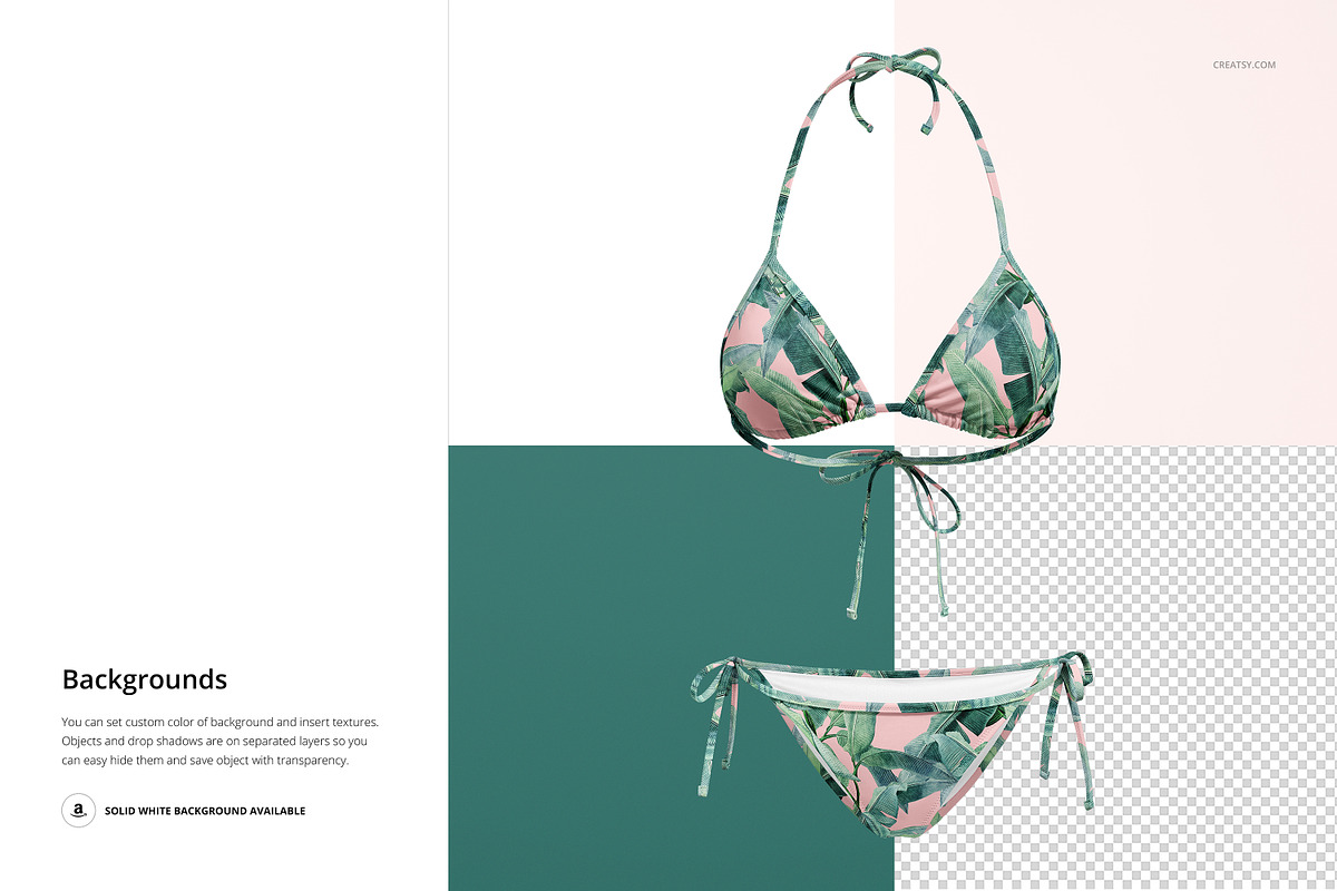 Triangle Bikini Mockup Set, an Apparel Mockup by Creatsy (Photo 6 of 8)