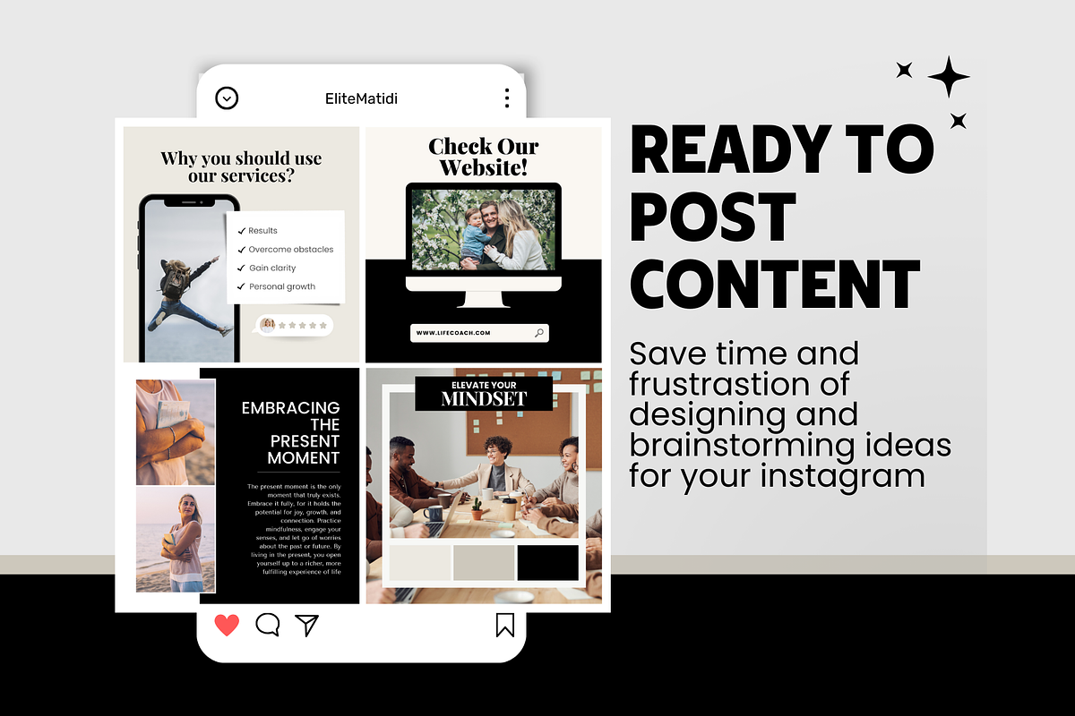 Life Coach Instagram Templates, a Social Media Template by EliteMatidi (Photo 2 of 9)