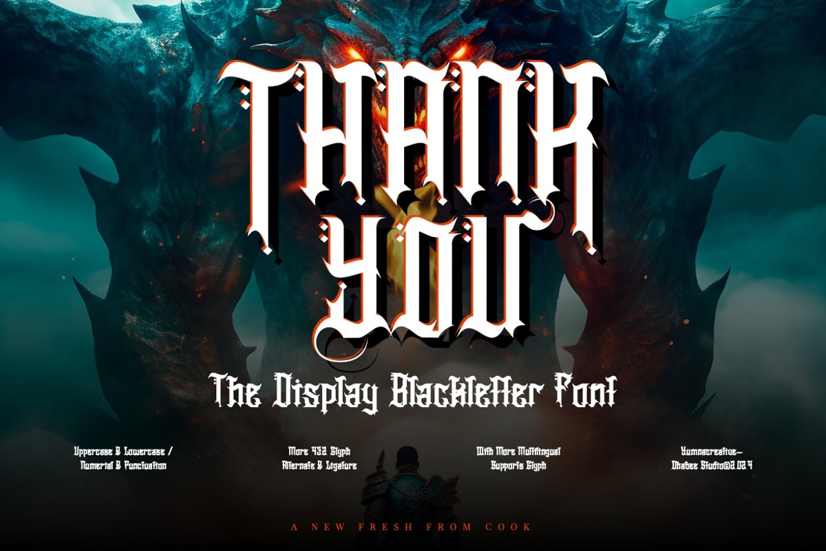 Heavier Crowns - Display Blackletter, a Blackletter Font by Dhabee (Photo 3 of 16)