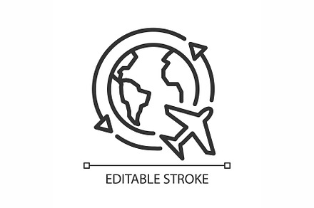 Travel around world pixel perfect li, an Outline Icon by bsd studio