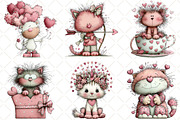 Whimsical Cats Valentines Day Clipar, an Illustration by Black Bird Studio (Thumbnail 6 of 6)