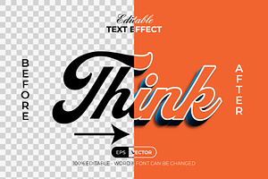 Think 3D Text Effect Orange Style