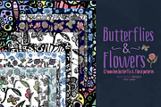 Butterflies and Flowers Patterns, a Pattern Graphic by Sketchbook Designs (Thumbnail 1 of 10)