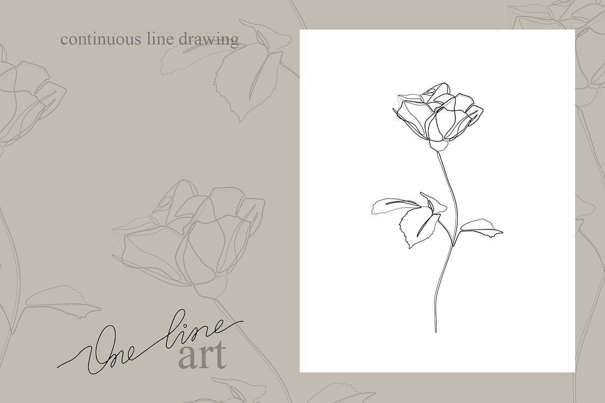 Rose Flower Continuous Line Drawing, a Decorative Illustration by Anastasiia_Dzhioeva